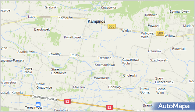 mapa Trzciniec gmina Leszno, Trzciniec gmina Leszno na mapie Targeo