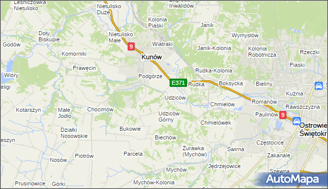 mapa Udziców, Udziców na mapie Targeo