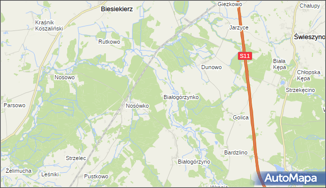 mapa Białogórzynko, Białogórzynko na mapie Targeo