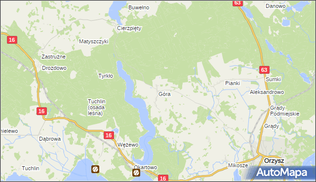 mapa Góra gmina Orzysz, Góra gmina Orzysz na mapie Targeo