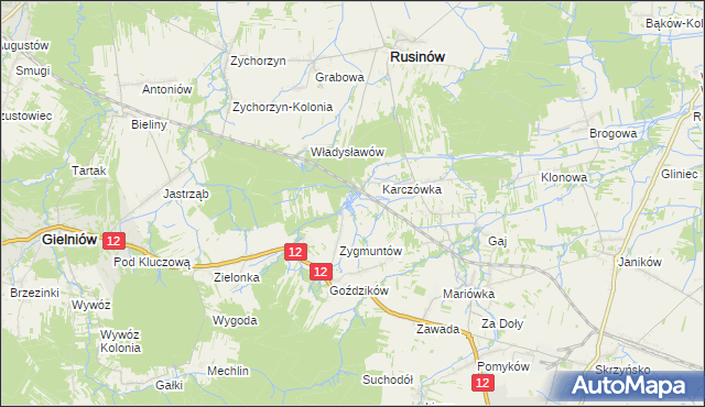 mapa Jabłonna gmina Rusinów, Jabłonna gmina Rusinów na mapie Targeo
