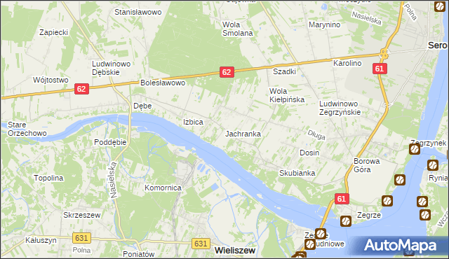 mapa Jachranka, Jachranka na mapie Targeo