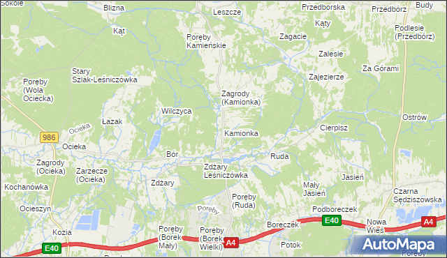 mapa Kamionka gmina Ostrów, Kamionka gmina Ostrów na mapie Targeo