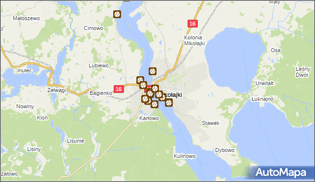 mapa Mikołajki powiat mrągowski, Mikołajki powiat mrągowski na mapie Targeo