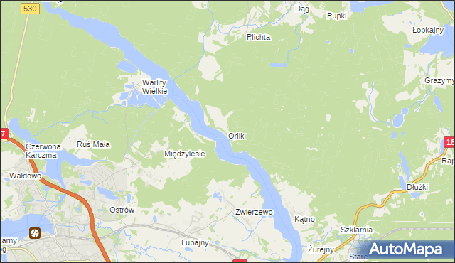 mapa Orlik gmina Łukta, Orlik gmina Łukta na mapie Targeo