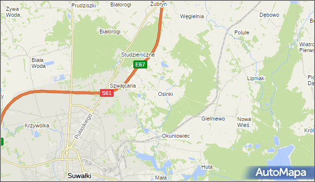 mapa Osinki gmina Suwałki, Osinki gmina Suwałki na mapie Targeo