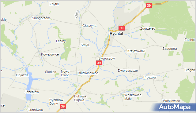 mapa Skoroszów gmina Rychtal, Skoroszów gmina Rychtal na mapie Targeo