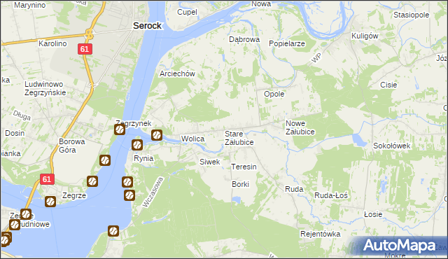 mapa Stare Załubice, Stare Załubice na mapie Targeo