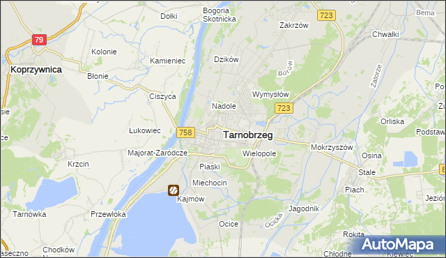 mapa Tarnobrzegu, Tarnobrzeg na mapie Targeo
