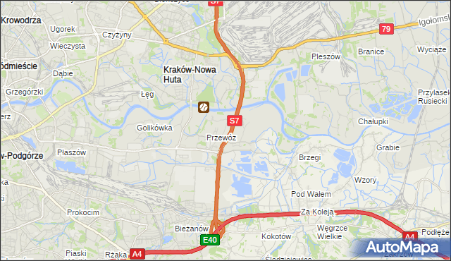 mapa Ulica gmina Kraków, Ulica gmina Kraków na mapie Targeo