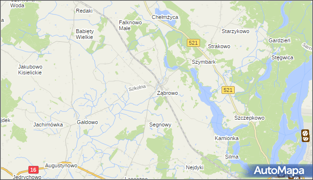 mapa Ząbrowo gmina Iława, Ząbrowo gmina Iława na mapie Targeo