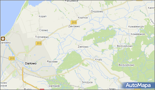 mapa Zielnowo gmina Darłowo, Zielnowo gmina Darłowo na mapie Targeo