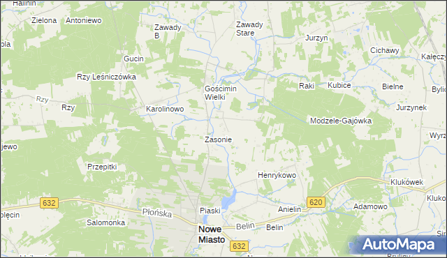 mapa Czarnoty gmina Nowe Miasto, Czarnoty gmina Nowe Miasto na mapie Targeo