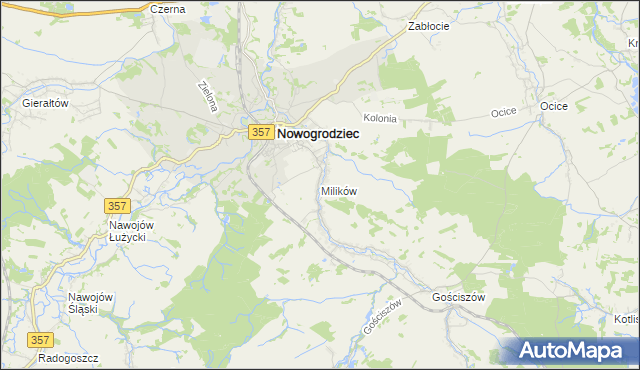 mapa Milików, Milików na mapie Targeo