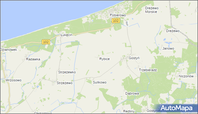 mapa Rybice, Rybice na mapie Targeo