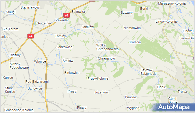 mapa Chrapanów, Chrapanów na mapie Targeo