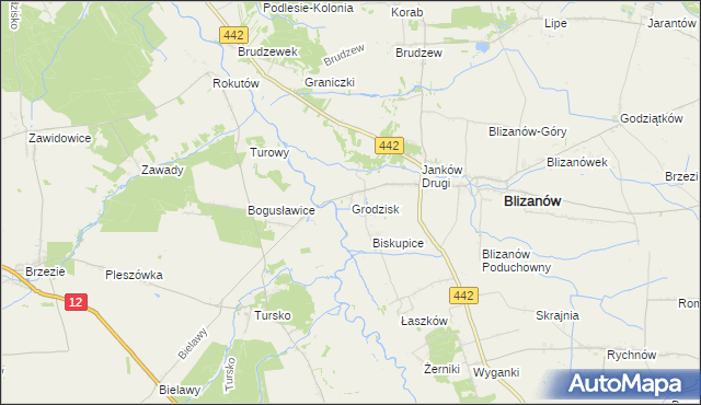 mapa Grodzisk gmina Blizanów, Grodzisk gmina Blizanów na mapie Targeo