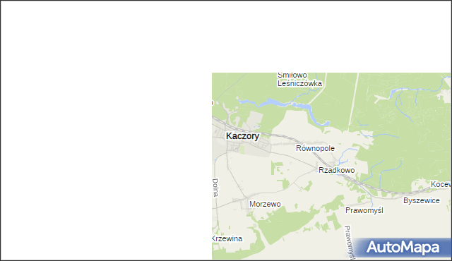 mapa Kaczory powiat pilski, Kaczory powiat pilski na mapie Targeo
