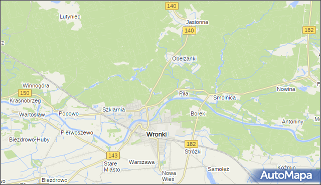mapa Nadolnik gmina Wronki, Nadolnik gmina Wronki na mapie Targeo