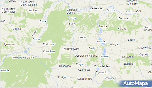 mapa Ostrownica gmina Kazanów, Ostrownica gmina Kazanów na mapie Targeo