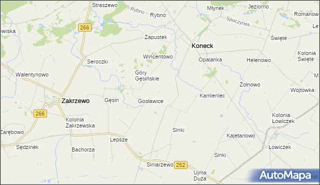 mapa Pomiany gmina Koneck, Pomiany gmina Koneck na mapie Targeo