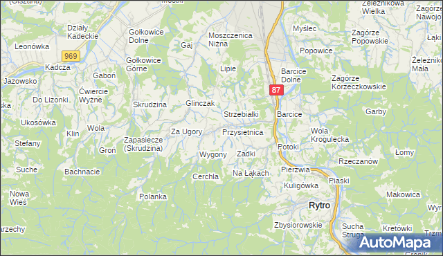 mapa Przysietnica gmina Stary Sącz, Przysietnica gmina Stary Sącz na mapie Targeo