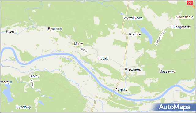 mapa Rybaki gmina Maszewo, Rybaki gmina Maszewo na mapie Targeo