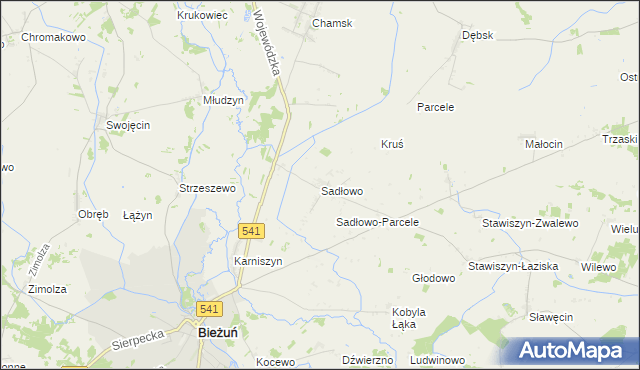 mapa Sadłowo gmina Bieżuń, Sadłowo gmina Bieżuń na mapie Targeo