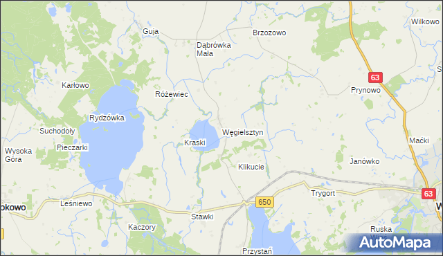 mapa Węgielsztyn, Węgielsztyn na mapie Targeo