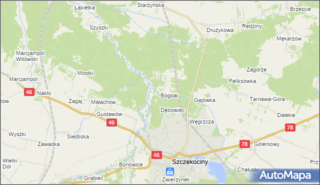 mapa Bógdał, Bógdał na mapie Targeo