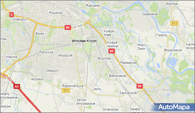 mapa Brochów gmina Wrocław, Brochów gmina Wrocław na mapie Targeo