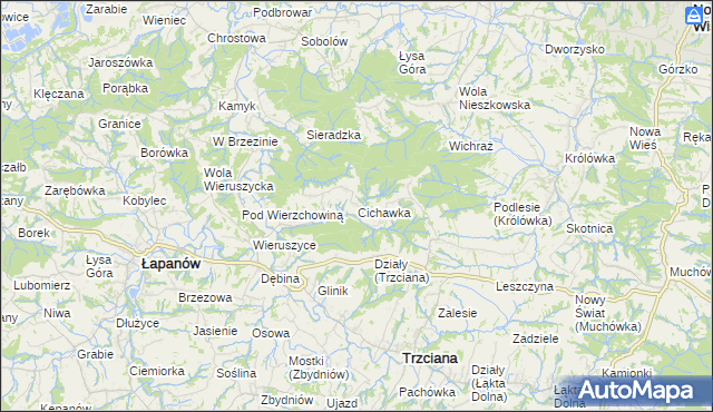 mapa Cichawka, Cichawka na mapie Targeo