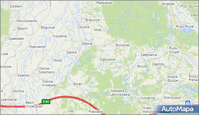 mapa Dąbrówka gmina Rzezawa, Dąbrówka gmina Rzezawa na mapie Targeo