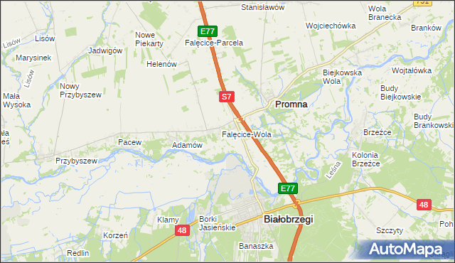 mapa Falęcice, Falęcice na mapie Targeo