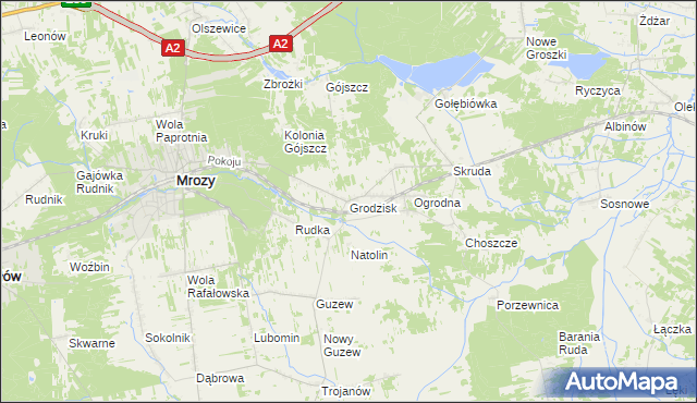 mapa Grodzisk gmina Mrozy, Grodzisk gmina Mrozy na mapie Targeo