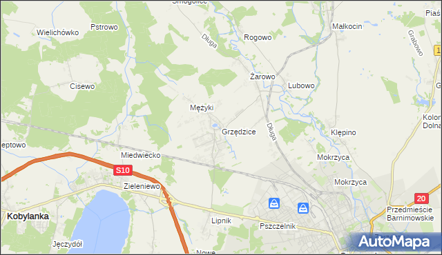 mapa Grzędzice, Grzędzice na mapie Targeo