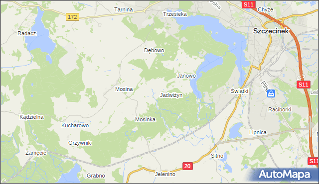 mapa Jadwiżyn gmina Szczecinek, Jadwiżyn gmina Szczecinek na mapie Targeo
