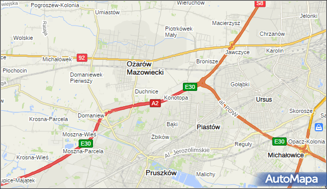 mapa Konotopa gmina Ożarów Mazowiecki, Konotopa gmina Ożarów Mazowiecki na mapie Targeo