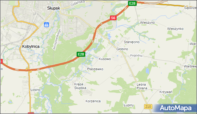 mapa Kusowo gmina Słupsk, Kusowo gmina Słupsk na mapie Targeo