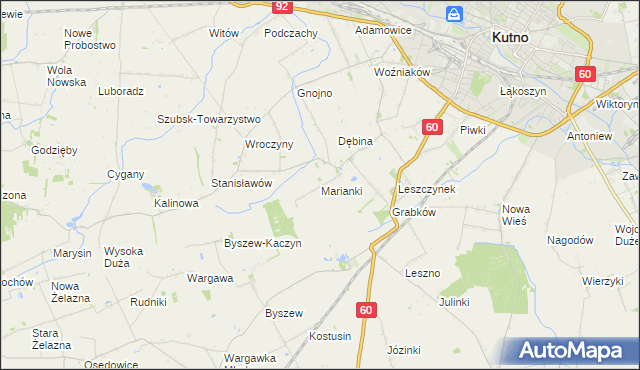 mapa Marianki gmina Kutno, Marianki gmina Kutno na mapie Targeo