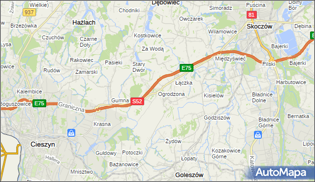 mapa Ogrodzona gmina Dębowiec, Ogrodzona gmina Dębowiec na mapie Targeo
