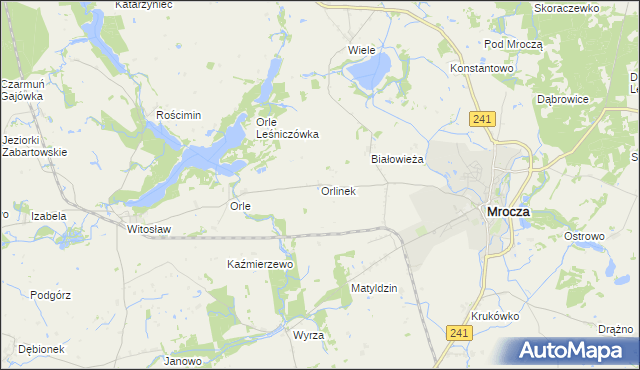 mapa Orlinek gmina Mrocza, Orlinek gmina Mrocza na mapie Targeo