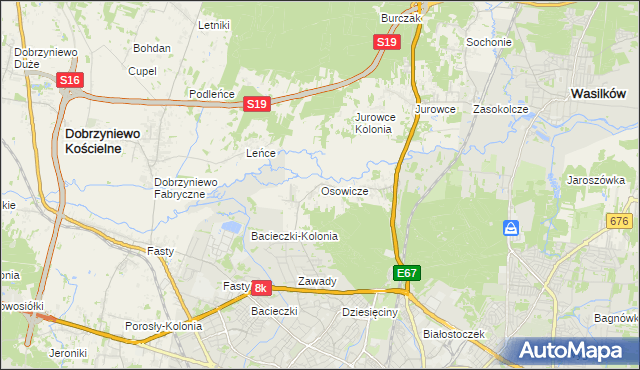 mapa Osowicze, Osowicze na mapie Targeo