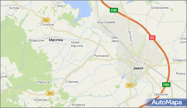 mapa Piotrowice gmina Męcinka, Piotrowice gmina Męcinka na mapie Targeo