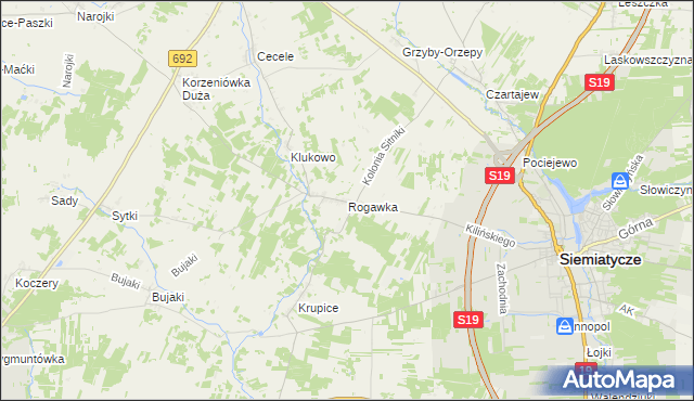 mapa Rogawka, Rogawka na mapie Targeo