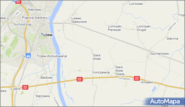 mapa Stara Wisła, Stara Wisła na mapie Targeo