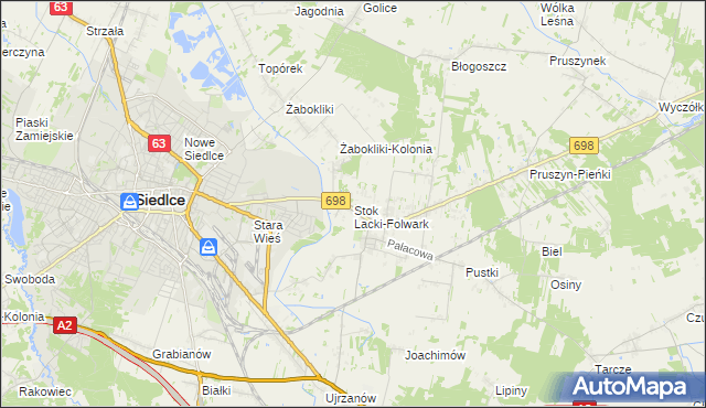 mapa Stok Lacki-Folwark, Stok Lacki-Folwark na mapie Targeo