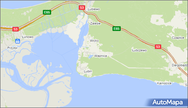 mapa Wapnica gmina Międzyzdroje, Wapnica gmina Międzyzdroje na mapie Targeo