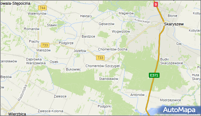 mapa Chomentów-Puszcz, Chomentów-Puszcz na mapie Targeo