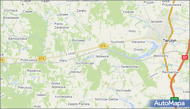 mapa Jeżewice gmina Tarczyn, Jeżewice gmina Tarczyn na mapie Targeo